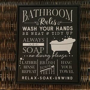 Wall sign bathroom rules